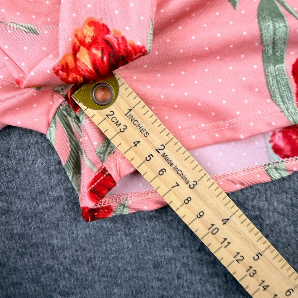 Love For Humanity Women's L Couture Pink Floral Polka Dot Paperbag Waist‎ Shorts